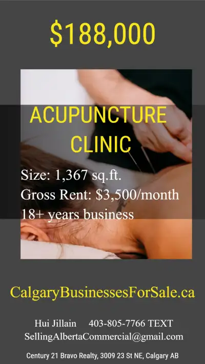 PROFITABLE - Calgary Acupuncture Clinic Business For Sale