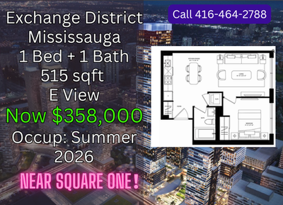 ️ EXCHANGE DISTRICT CONDOS – MISSISSAUGA CITY CENTRE A fantastic opportunity to own a 1-bedroom cond...