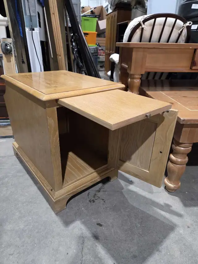 Wood Side Table with Magazine Rack in Other Tables in Calgary - Image 5