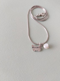 Sterling Silver Necklace with Butterfly Charm & Freshwater Pearl