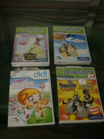 most are sealed or they have re wrapped them so should be like new three are for the leapster or !!...