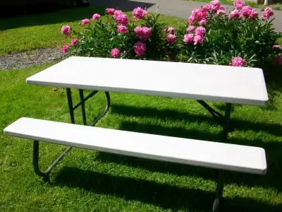 Table de picnic extérieure pliable Lifetime avec 2 bancs, View more
