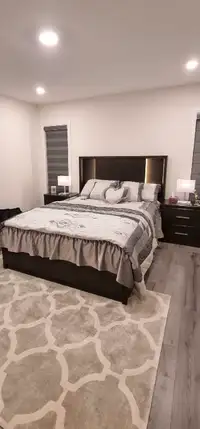  Queen storage led bedset with 2 side tables and a dresser