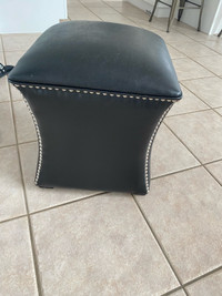 BLACK FAUX LEATHER STOOL