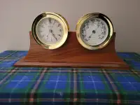 Chelsea Clock and Barometer with custom wooden stand for mantle