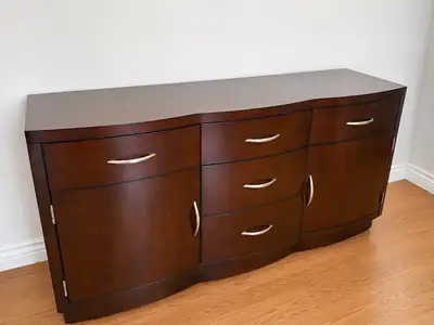 Curved Dark Wood Buffet, View more