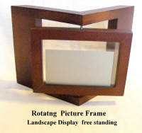Rotating Picture frame, wood, standing, 1 picture each side
