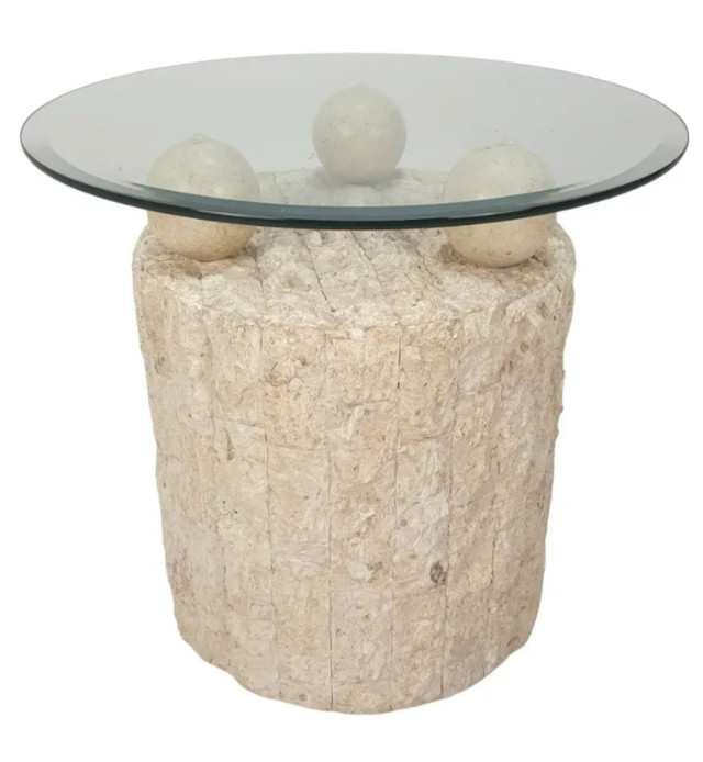 Coffee table & End table, Stone base and Glass top in Coffee Tables in Ottawa - Image 2