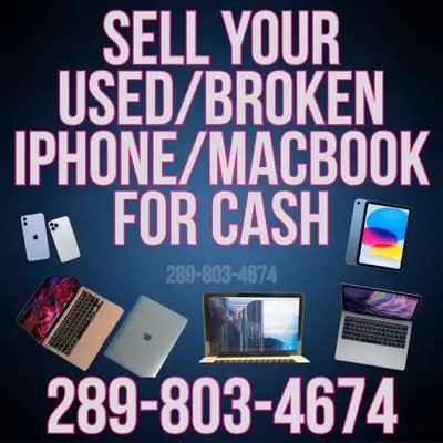 Sell your used or broken MacBook, iPhone, iPad and other electronics and/or apple products for quick...