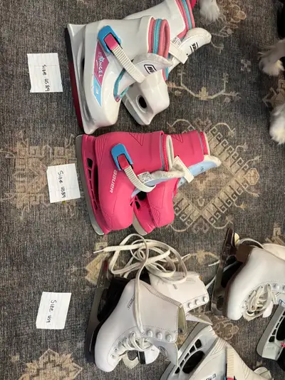 I am selling used kids hockey skates and figure skates in various sizes, including sizes 7, 8, 9, 10...