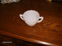 White milk glass sugar bowl Cube pattern