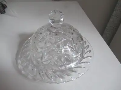 FS:  A Vintage Pinwheel Crystal Butter Dish, View more