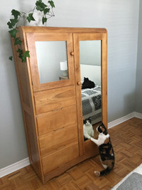 Armoire de chambre en bois avec miroirs