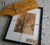 Personalized 100% bamboo charcuterie board & engraved photo