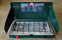 Coleman 2 burner stove and includes the Coleman Griddle