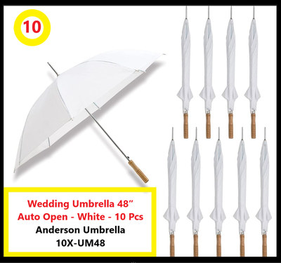 (NEW) 10x Wedding Umbrella 48” Auto Open White Anderson 10XUM48, View more