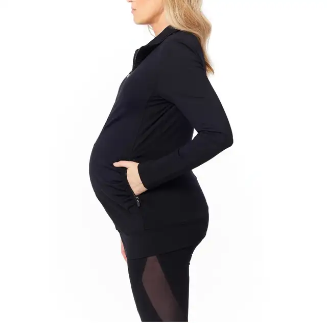 Maternity Sweater Zip Up (Medium, Black)64871932924291120