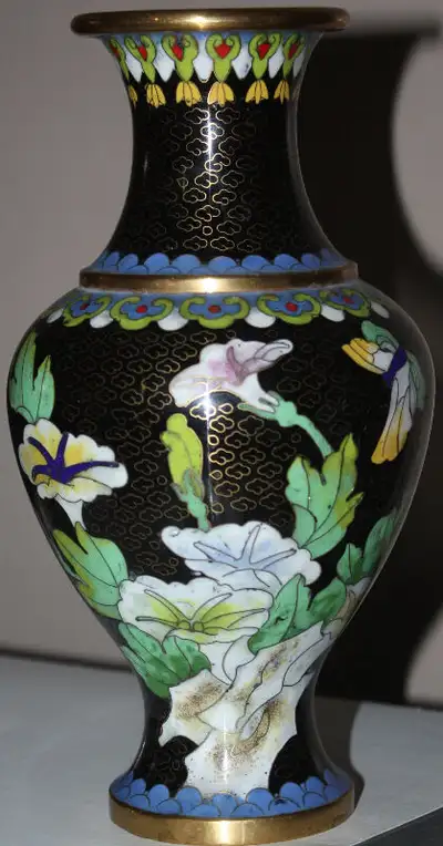 2 ENAMEL & BRASS CLOISONNE VASE, View more