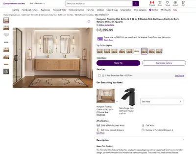 Brand New Luxury Double Sink Vanity – Solid Oak – Missing Counte, View more