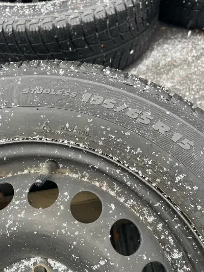 4 Michelin X-ice snow tires mounted on 5x105 GM steel wheels with TPMS. Centre of tread measures 5mm...