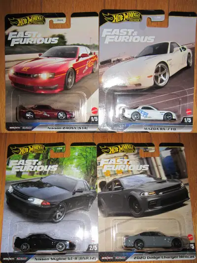 New, Sealed, Complete: White Mazda RX-7 FD - $20 Red Nissan 240SX S14 - $20 Nissan Skyline GT-R BNR3...