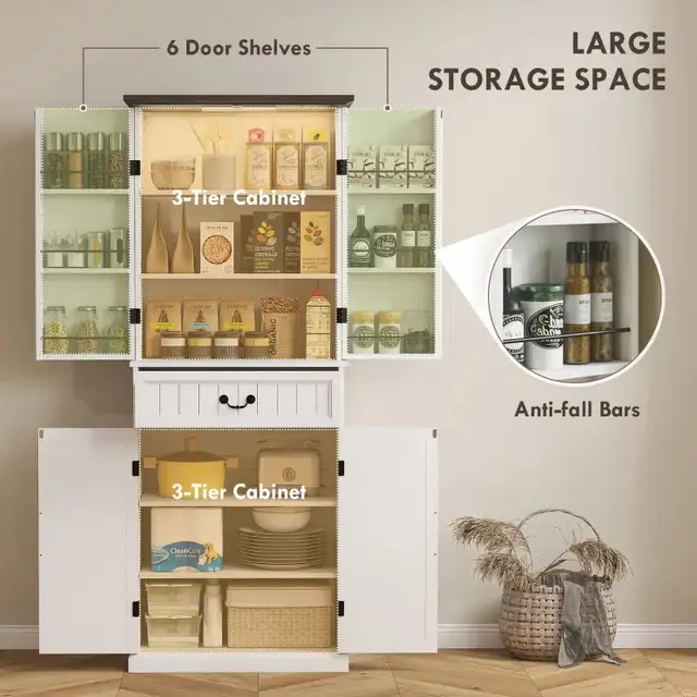 71" LED farmhouse Kitchen Pantry Cabinet in Bookcases & Shelving Units in Markham / York Region - Image 2
