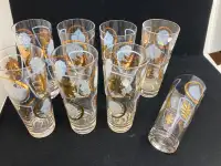 Lot de 25 verres à bière 1950 "golden foliage" vintage