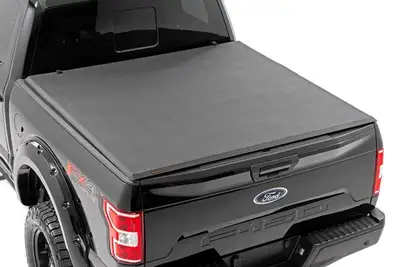 Black Series ST1 soft trifold tonneau cover, offering easy access and protection from the elements....