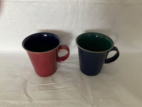 Pair of Red Denby Harlequin Mugs