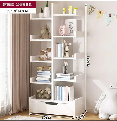 Modern 10-Tier' Bookshelf White with storage cabinet , View more