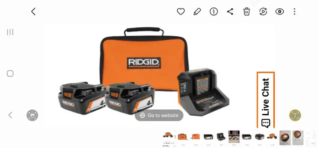 2 RIDGID 18V Lithium-Ion 4.0 Ah Batteries  W Charger & Bag Kit in Power Tools in Windsor Region - Image 2