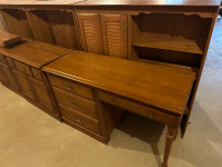 1970’s maple desk and bookcase set
