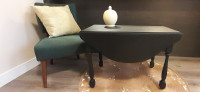 On Trend Matte Black Antique Dropleaf Table with Drawers