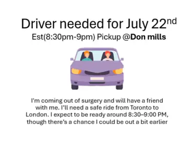 Driver needed - Toronto to London, View more