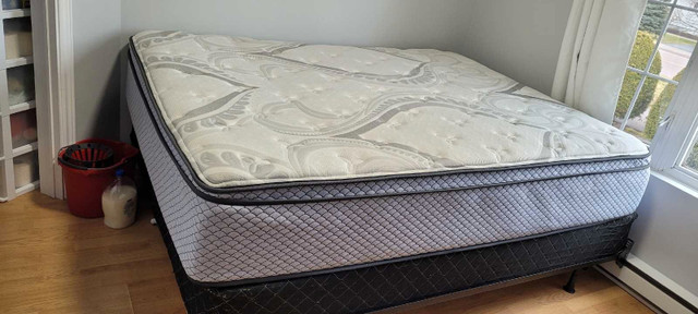 Queen Mattress, box spring and frame.  in Bedding in Moncton - Image 3