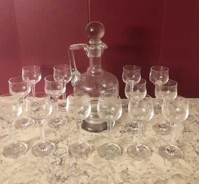 14 Crystal Glasses and Decanter Set, View more