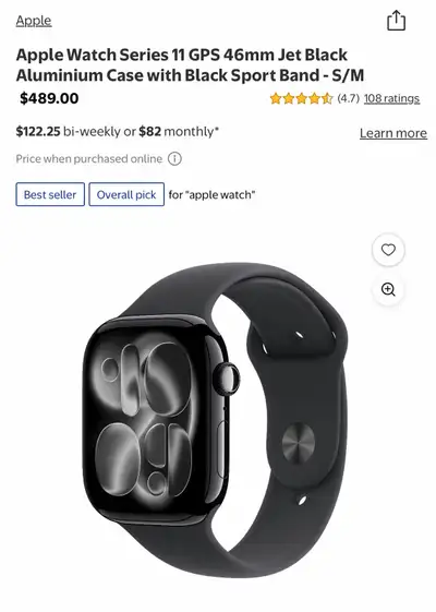 Apple Watch  11 GPS 46mm Jet Black Aluminium, View more