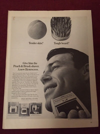 1966 Remington 66 Peach & Brush Shaver Original Ad