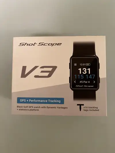 Shot Scope V3 GPS and Performance Tracker Golf Watch Includes: Watch Charging cable All 16 tracking...