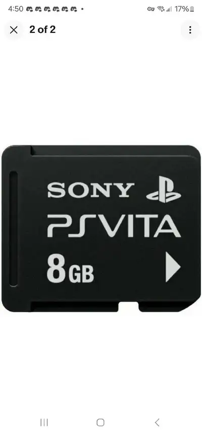 In good condition. Feel free to bring your Vita to test it out. 8gb memory card. Ps Vita SD2 cards f...