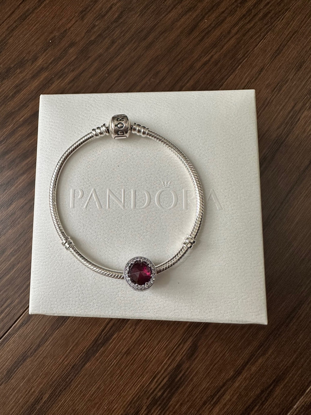Pandora Charm Bracelet with 1 Charm (Rarely Used) in Jewellery & Watches in Markham / York Region