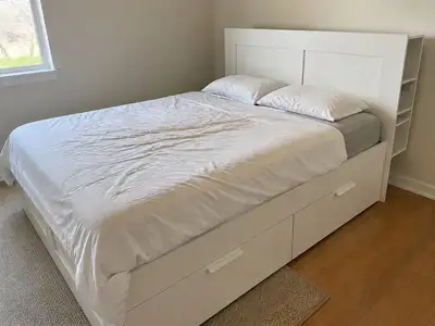 IKEA BRIMNES Queen Bed with Storage & Headboard - White, View more