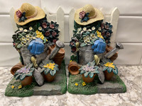 Bookends Whimsical Vintage Gardening Summer Theme
