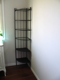 Metal and glass corner shelf unit
