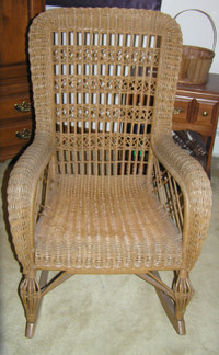 Antique 1800's Wicker/Rattan Rocking Chair Made In NB