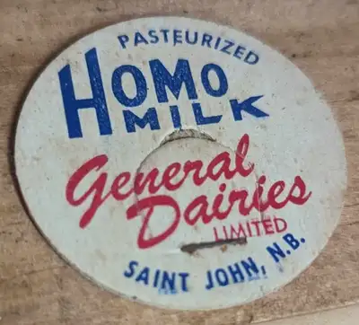 Vintage General Dairies Milk Bottle Stopper (Saint John, NB)