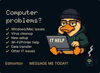 Laptop or PC not working right? Get it fixed today — fast and affordable help in the Edmonton area....