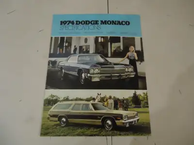 1974 Dodge Monaco Specifications Brochure. New. Can Mail, View more