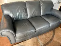 Navy blue leather couch
