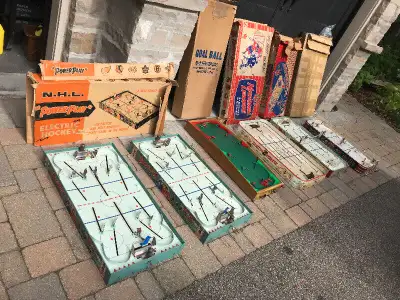 PARKER PICKERS - This Ad shows the 5 various 1950s Eagle Toys made in Canada table top NHL hockey ga...